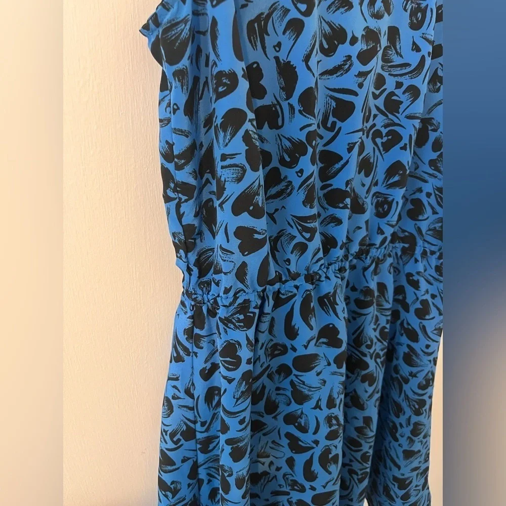 Reformed Urban Outfitters Mini Dress Sleeveless Blue Black Hearts Cutout Small
